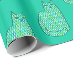 Moderne Katze, Minze und Limette Geschenkpapier