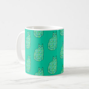 Moderne Katze, Minze und Limette Kaffeetasse