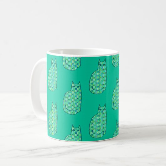 Moderne Katze, Minze und Limette Kaffeetasse (Vorderseite Links)