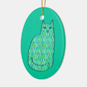Moderne Katze, Minze und Limette Keramik Ornament (Links)
