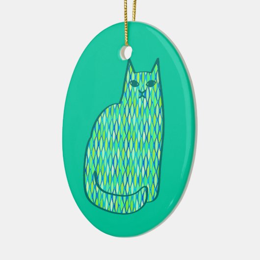 Moderne Katze, Minze und Limette Keramik Ornament (Links)
