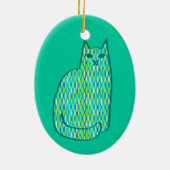 Moderne Katze, Minze und Limette Keramik Ornament (Hinten)