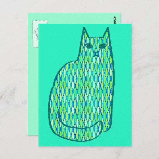 Moderne Katze, Minze und Limette Postkarte (Vorne/Hinten)