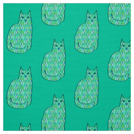 Moderne Katze, Minze und Limette Stoff (Muster)