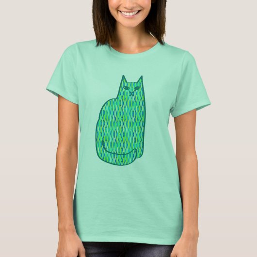 Moderne Katze, Minze und Limette T-Shirt (Vorderseite)