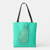 Moderne Katze, Minze und Limette Tasche (Rückseite)