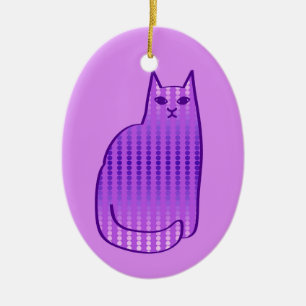 Moderne Katze, Orchid und Lila Keramik Ornament