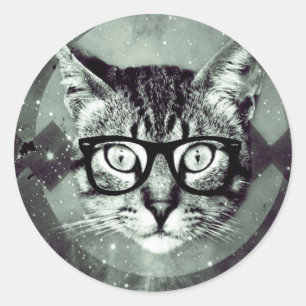 Moderne Katze Runder Aufkleber