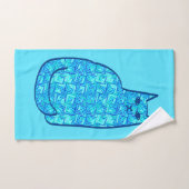 Moderne Katze, Türkis und Marine aus dem Mittelalt Badhandtuch Set (Handtuch)