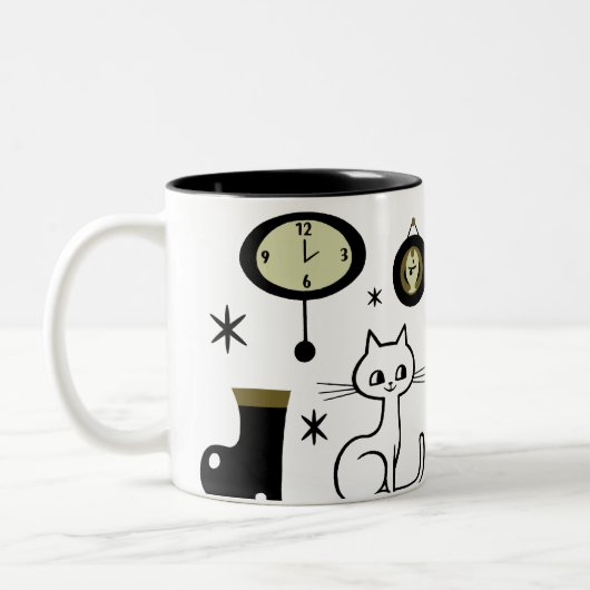 Moderne Katze Zweifarbige Tasse (Links)