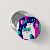 Moderne Katzen aus der Mitte des Jahrhunderts auf Button (Vorne & Hinten)