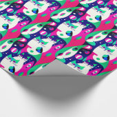 Moderne Katzen aus der Mitte des Jahrhunderts auf Geschenkpapier (Ecke)