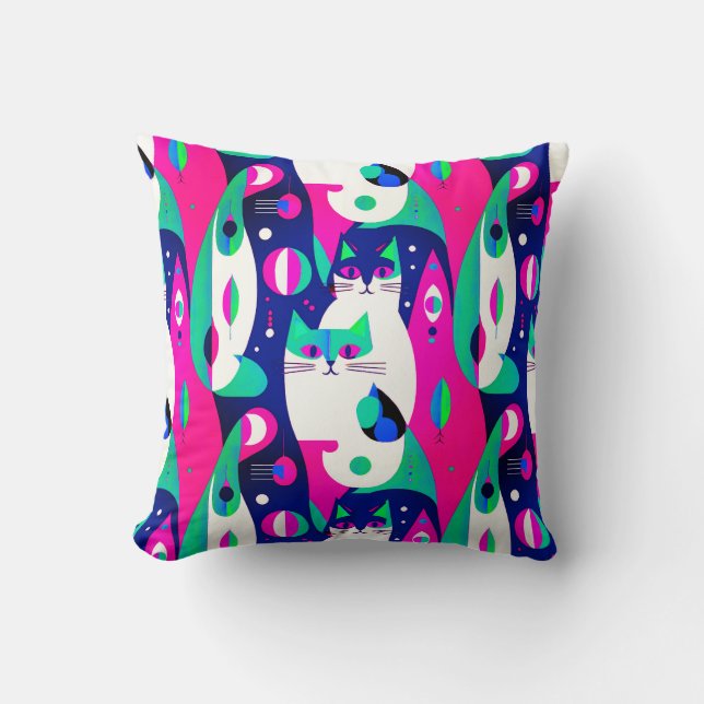 Moderne Katzen aus der Mitte des Jahrhunderts auf  Kissen (Vorderseite)
