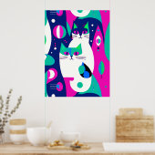 Moderne Katzen aus der Mitte des Jahrhunderts auf Poster (Küche)