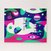 Moderne Katzen aus der Mitte des Jahrhunderts auf Puzzle (Horizontal)