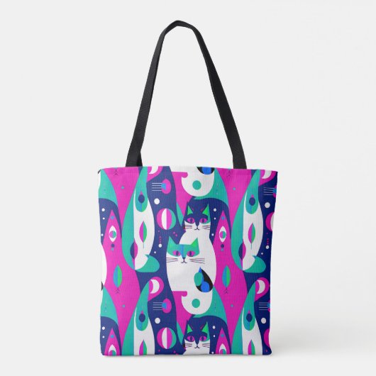 Moderne Katzen aus der Mitte des Jahrhunderts auf Tasche (Rückseite)