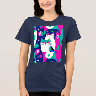 Moderne Katzen aus der Mitte des Jahrhunderts auf  Tri-Blend Shirt