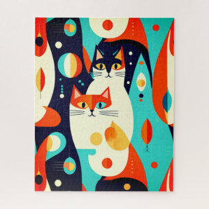Moderne Katzen aus der Mitte des Jahrhunderts mit  Puzzle