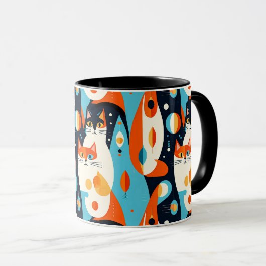 Moderne Katzen aus der Mitte des Jahrhunderts mit  Tasse (VorderseiteRechts)