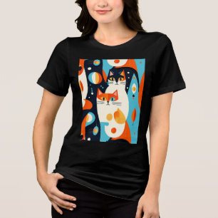 Moderne Katzen aus der Mitte des Jahrhunderts mit  Tri-Blend Shirt
