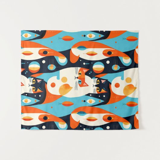 Moderne Katzen aus der Mitte des Jahrhunderts mit  Wandteppich (Vorderseite (Horizontal))