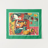 Moderne Katzen des Mittelalters im Urlaub Wandteppich (Vorderseite (Horizontal))