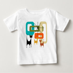 Moderne Katzen des mittleren Jahrhunderts Baby T-shirt