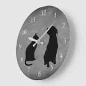 Moderne Katzen-Hunde-Silhouetten Große Wanduhr (Winkel)