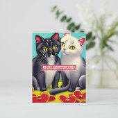 Moderne Katzen Meowentiner Valentinstag Postkarte (Stehend Vorderseite)