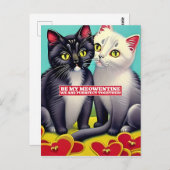 Moderne Katzen Meowentiner Valentinstag Postkarte (Vorne/Hinten)