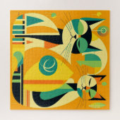 Moderne Katzen Mitte des Jahrhunderts Kunst: Abstr Puzzle (Horizontal)