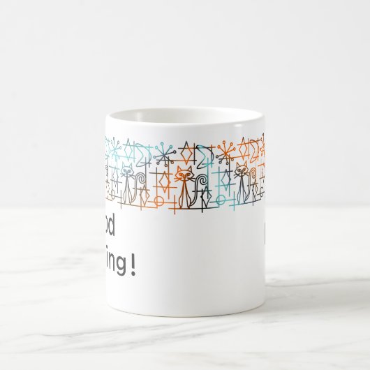 Moderne Katzen Mitte des Jahrhunderts personalisie Kaffeetasse (Mittel)
