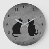 Moderne Katzen-Silhouetten, Haustiere auf Große Wanduhr (Vorderseite)