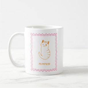 Moderne Katzen Whimsikal Orange und Pink Kaffeetasse