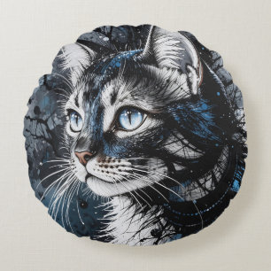 Moderne Katzenkunst Rundes Kissen