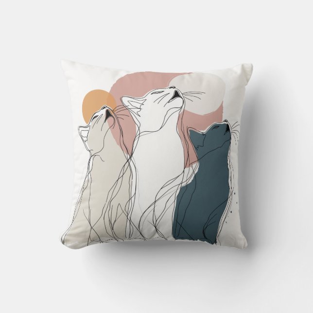 Moderne Katzenkunst-Sofakissen Kissen (Vorderseite)