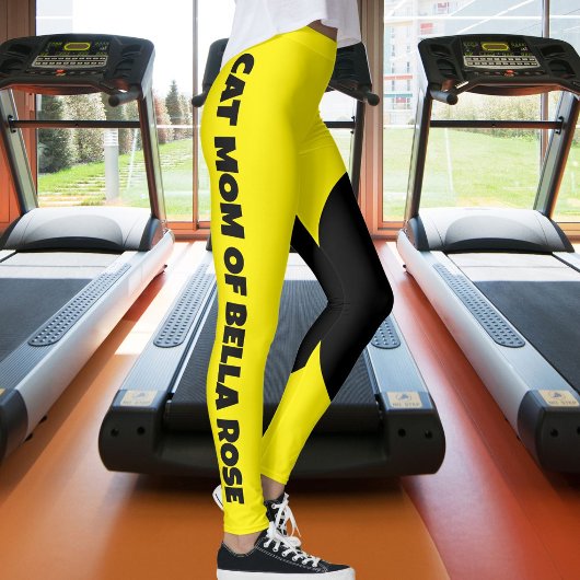 Moderne Katzenmutter Pet Name Gelb Schwarz Maßgesc Leggings