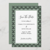 Moderne keltische Knot Green Irish Wedding Save The Date (Vorne/Hinten)