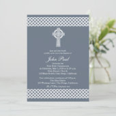 Moderne keltische Taufe für Jungen Einladung (Stehend Vorderseite)