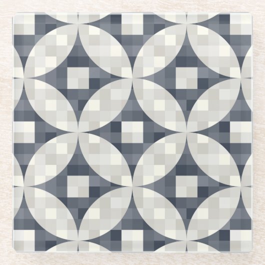 Moderne Keramik Grau & Beige Tile Glasuntersetzer (Vorderseite)