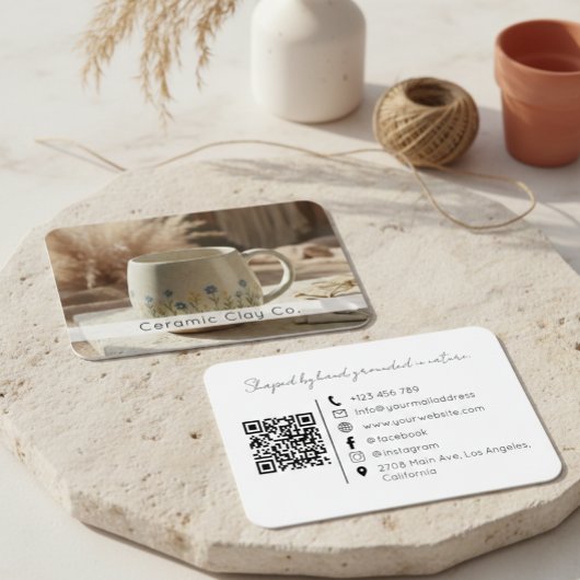 Moderne Keramik handgefertigte Ton-QR-Code Visitenkarte
