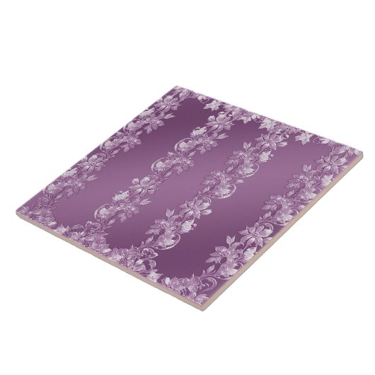 Moderne Keramik Lilac Floral Tile Fliese (Seite)