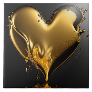 Moderne Keramikfliese mit goldenem Herzen