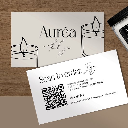 Moderne Kerze QR-Code Visitenkarte