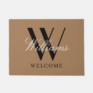 Moderne Khaki Monogram Newlyweds Name Wedding Door Fußmatte