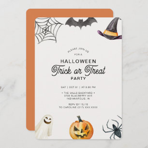Moderne Kids Halloween Trick oder Treat Party Einladung
