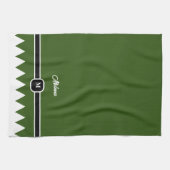 Moderne Kiefern-Grün-Festtagsmonogramm Geschirrtuch (Horizontal)