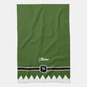 Moderne Kiefern-Grün-Festtagsmonogramm Geschirrtuch (Vertikal)