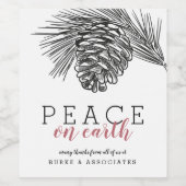 Moderne Kiefernabteilung Zeichnend Weltfrieden Weinetikett (Einzelnes Label)