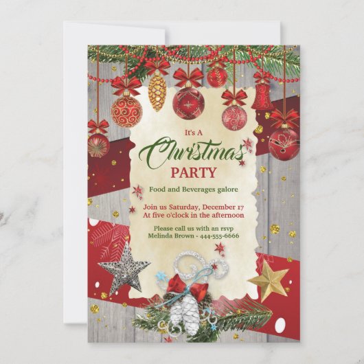 Moderne Kiefernkonen und Baumdekoration Einladung (Vorderseite)